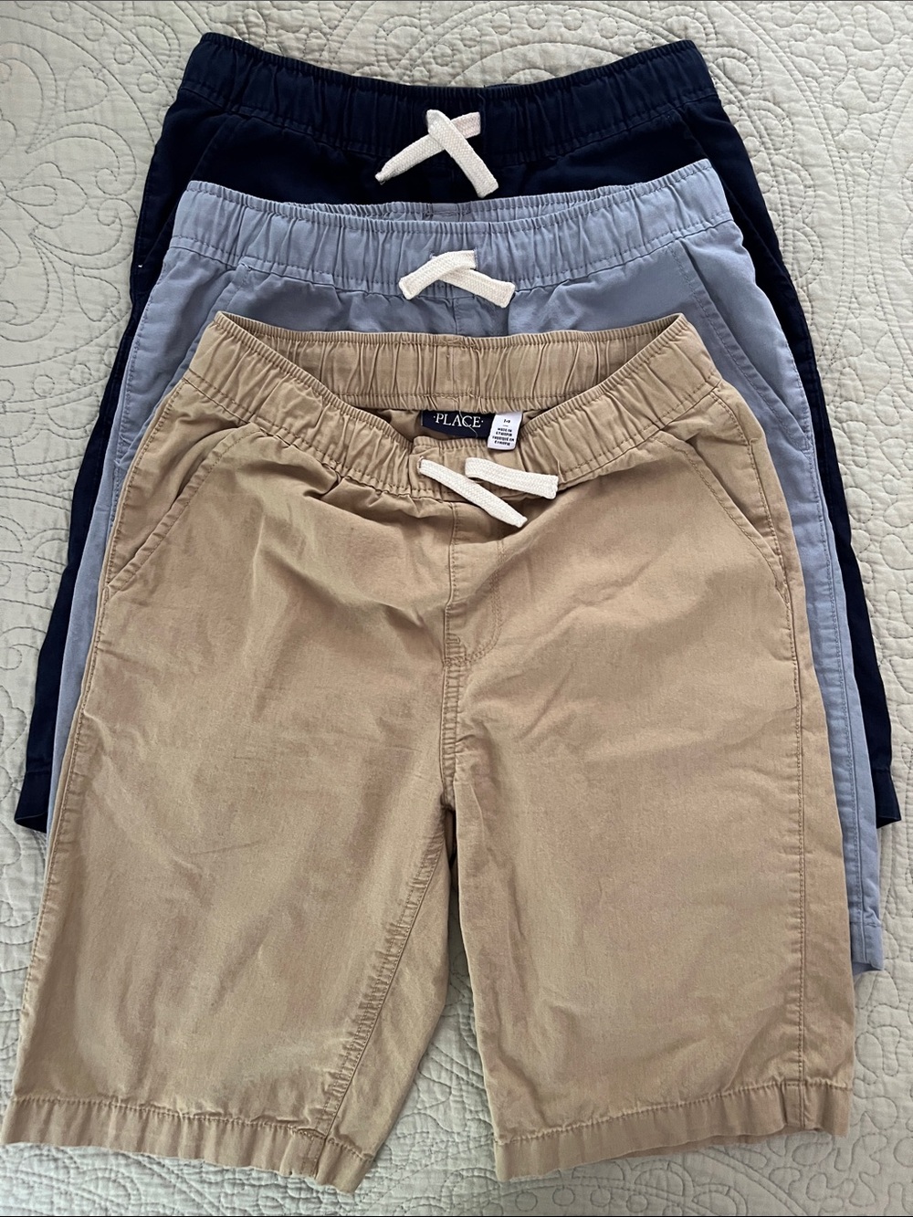 The Children's Place 3-Pack Pull-On Shorts - Tan, Light Blue, Navy